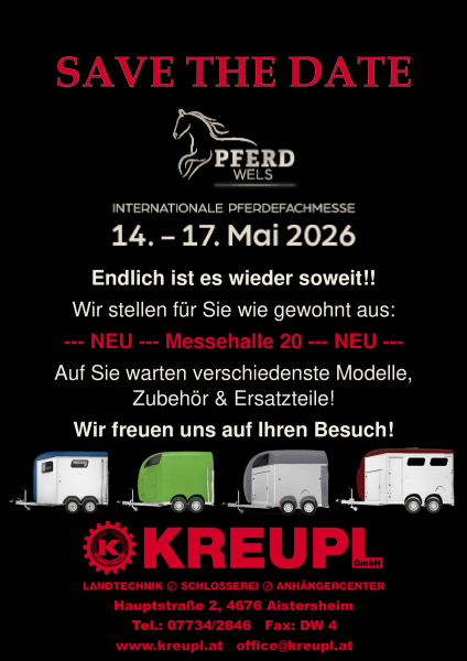 Pferd Wels 2026_Save the Date Dunkel-1